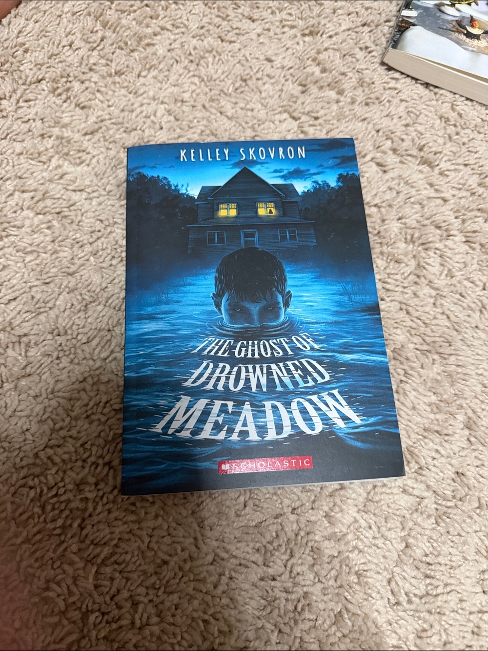 Scholastic Blue Cover: The Ghost of Drowned Meadow by Kelley Skovron